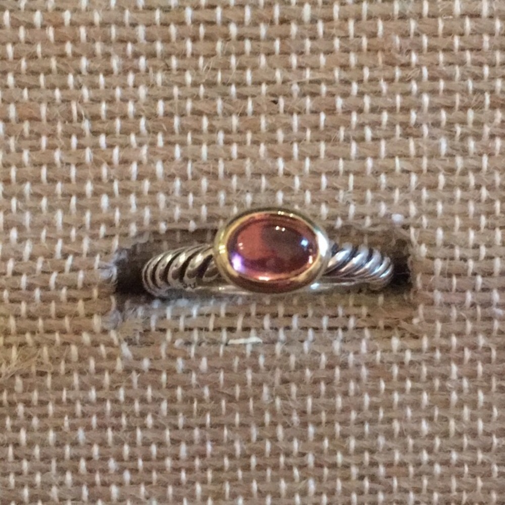 David Yurman SS/18K Pink Sapphire Cabochon Ring